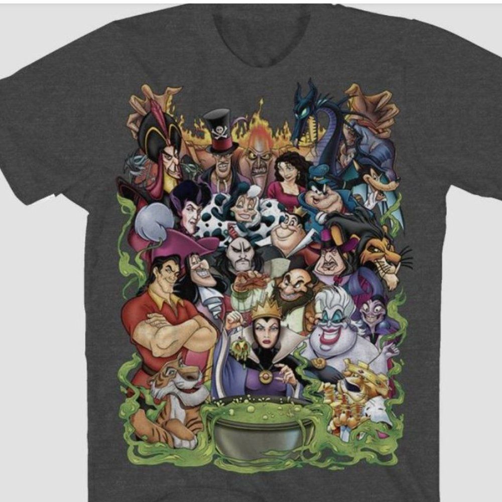 NWT DISNEY VILLAINS Graphic T-Shirt Gray Size Large - Picture 3 of 3